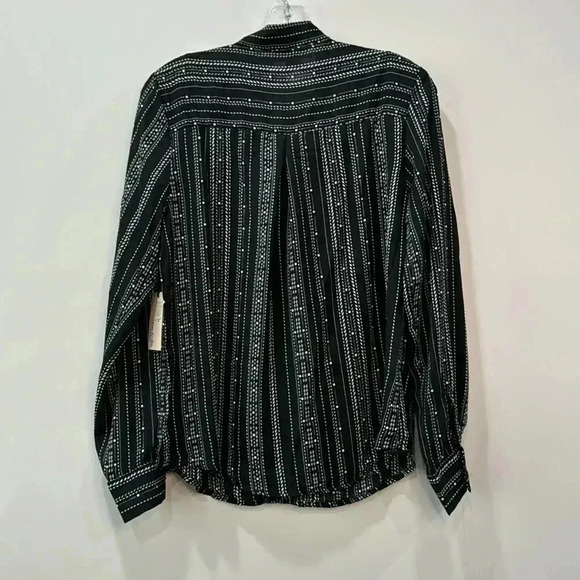 No Frills Tie Collar Black and White Blouse - Size M - Picture 8 of 13